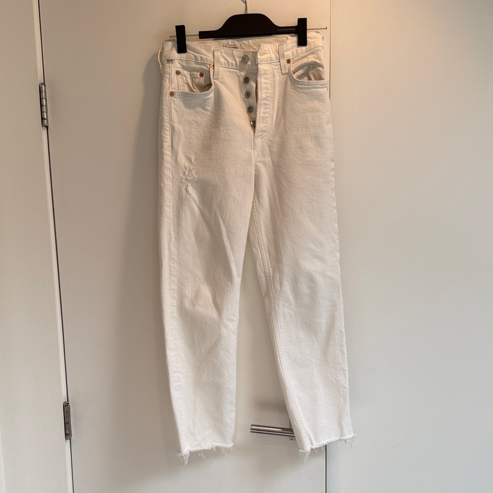 Citizens Of Humanity White High-Rise Button-Fly Jeans